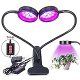 D-FLIFE Upgraded New Dual LED Grow Light Desk Lamp 32LEDs Dimmable 5 Levels Plant Lamp with Adjustable 360 Degree Gooseneck&Timer(3H/6H/12H) for Indoor Plants Hydroponics Greenhouse Gardening 2017