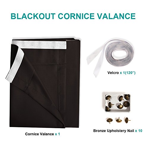 NICETOWN Solid Blackout Curtain Valance Easy Made Thermal Insulated Cornice Valance for Hall/Villa (Single Piece, 100” x 20”, Toffee Brown)