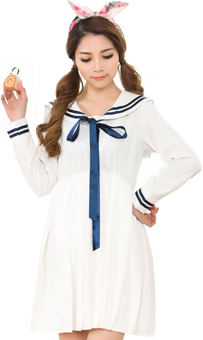 Amazon Co Jp Sgfy セーラーワンピース 海軍服 長袖 セーラー襟 可愛い 森ガール 服 ファッション小物