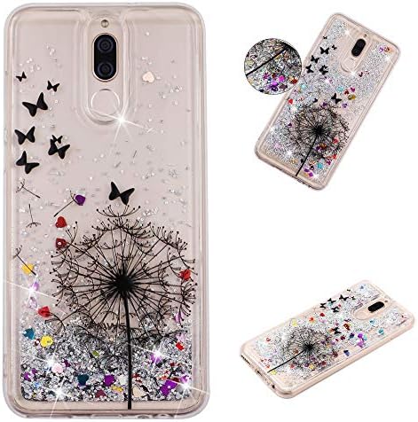 Glitter Case for Huawei Mate 10 Lite,QFFUN Bling Floating Liquid Quicksand Soft Clear Slim Fit Silicone Case with Screen Protector Shockproof Anti-Scratch Bumper Protective Cover - Dandelion