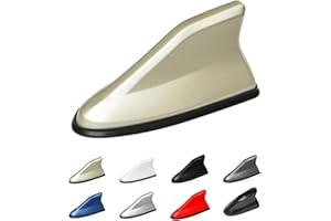 WELCAPAC Car Shark Fin Antenna Cover, Roof Aerial Base AM/FM Radio Signal for Car SUV Truck, Vehicle Shark Size 6.3 * 3 * 2.7 Inch Measure if it can Cover The Old Antenna (Golden)