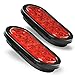 Wellmax 6 inch Oval Trailer Tail Lights, 2PC Red Oval Taillights Kit with 10 Diodes of Bright LED Power, Waterproof Submersible