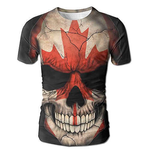 Canadian Flag Skull Maple Men's Short-Sleeve Crew Fashion T-Shirts