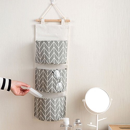 SSYUNO-Home & Garden Household Wall Hanging Storage Bag, 3 Grids Wall Hanging Storage Bag Organizer Toys Container Decor Pocket Pouch - Thumbnail 2