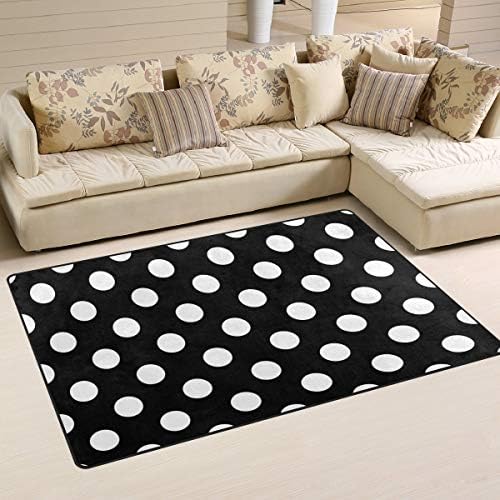 Libaoge Area Rug Floor Mats Chic Runner Mat Carpets Home Decor, Stylish Black White Polka Dot Floor Mat Living Room Bedroom Dining Room Playroom Carpets Doormats 31 x 20 inches