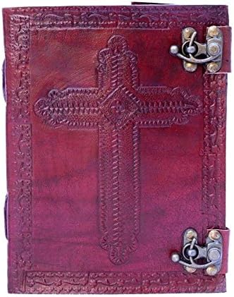 FAIRCRAFT HANDMADE JOURNAL LEATHER BROWN CELTIC HOLY CROSS DIARY TRAVEL BOOK SKETCHBOOK POETRY BOOK 7X5