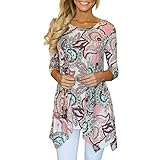 Lamolory Womens Blouses, Casual Irregular Printed Blouse Loose Tops T-Shirt Blouse