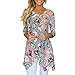 Lamolory Womens Blouses, Casual Irregular Printed Blouse Loose Tops T-Shirt Blouse