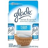 Glade Sense & Spray Clean Linen Refill Twin, 0.86 Oz (Pack of 3)