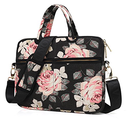 Kayonnd rose patten canvas laptop shoulder messenger bag case sle…