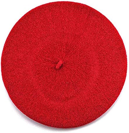 Dreamkai French Beret Hat Winter Warm Cap Solid Color Wool Beanie for Women Girls Lady