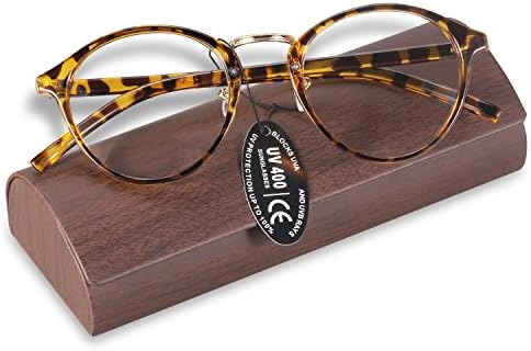 SUASI Fashion Oversized Clear Lens Round Circle Eye Glasses 8065 (leopard, clear lens)