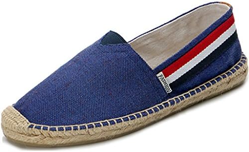 IVANCA Men's Fashion Casual Slip-On Loafer Espadrille Flat Canvas Shoes(blue,9 B(M))