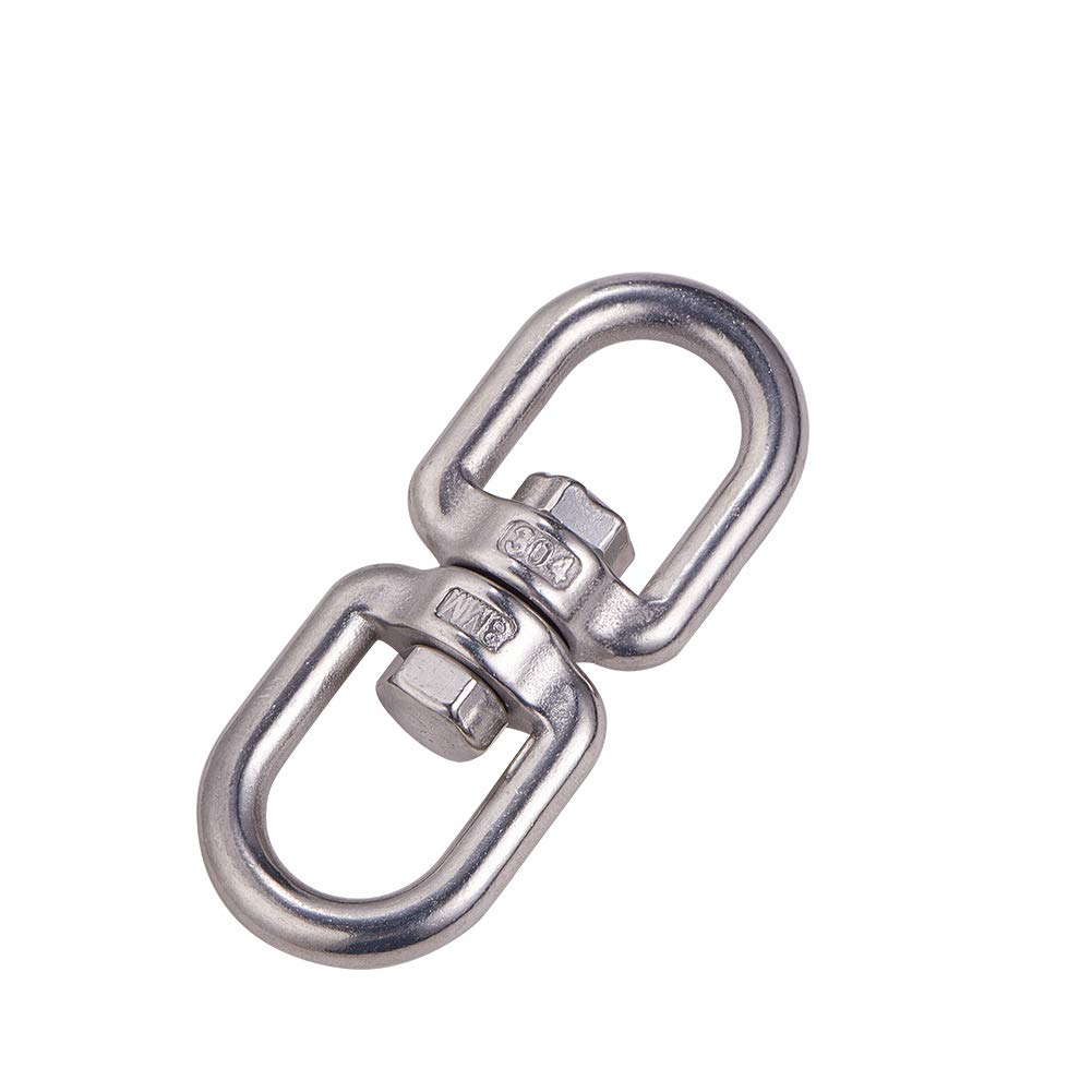 INCREWAY M8 Double Ended Swivel Eye Hook, 304 Stainless Steel Eye to Eye Swivel Ring