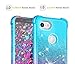 Pixel 3a XL Case,Google Pixel 3a XL Flower Case,Dzxouui TPU Protective Cover for Girls and Women Glitter Bling Sparkle Cute Phone Case for Pixel 3a XL(Teal/Purple)