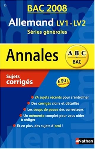 Download Allemand LV1-LV2 séries générales : Sujets corrigés PDF