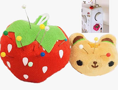 PeavyTailor Sewing Pincushion for Sewing Machine 2 pcs Needle Storage and Organizer Red Strawberry