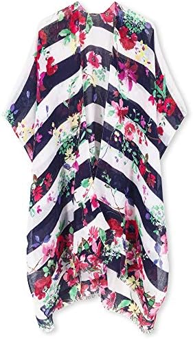 Breezy Lane Women's Beach Coverup Swimsuit Kimono Cardigan with Floral Print