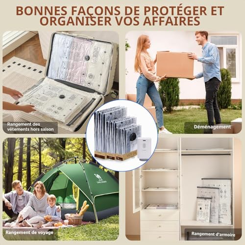 10 Vacuum Storage Bags+Wireless Electric Air Pump – Various Sizes (3×60×80/3×50×70/4×40×60cm) Reusable Material PA+PE, Saves 80% Space, Ideal for Travel & Daily Storage
