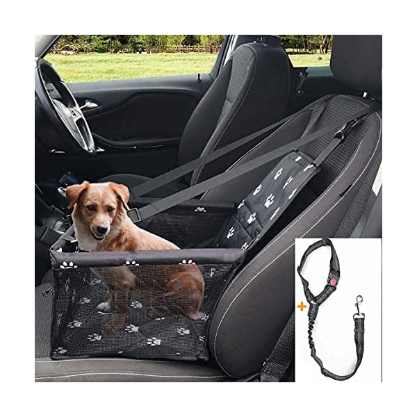 GoBuyer-Waterproof-Dog-Car-Seat-Booster-Car-Booster-Seat-for-Dogs-Free-Strap GoBuyer Waterproof Pet Dog Car Seat Booster Carrier with Seat Belt Harness and Headrest Strap for Puppy Cat