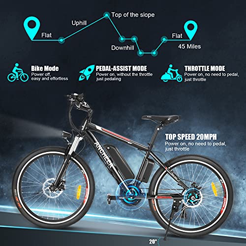 ANCHEER Electric Bike 26 inch 500W Electric Mountain Bike, Adults