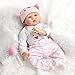 SanyDoll Reborn Doll Baby Newborn Doll 22inch 55cm Magnetic Lifelike Cute Lovely Baby Pink Birthday Gift