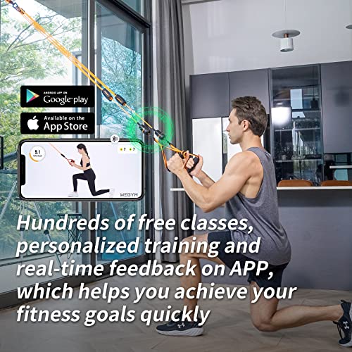 WeGym Resistance Training Bands , Smart APP Control All-in-one Fitness Trainer, Portable Home Gym System Full-Body Workout Adjustable Resistance Straps Set with Online Workout Guide Course