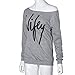 Laimeng, Women Womens Letter Print Loose Sweatshirt Casual Pullover Top + Free Crystal Earrings