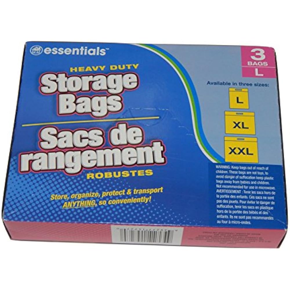 Essentials(TM) Heavy Duty Clear Plastic Storage Bags W/ ZipLock