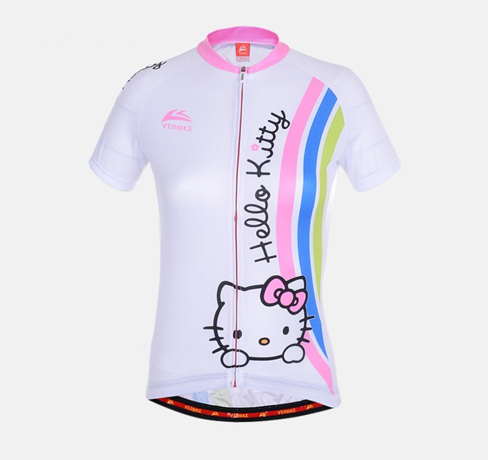 VEOBIKE KDM Cycling Jersey Bicycle Racing Summer Top Sportwear Short Sleeved Shirt for Women (White, XL)