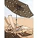 9 ft Outdoor Solar Powered 32 LED Lighted Patio Table Umbrella with Push Button Tilt Adjustment and Crank System 8 Rib 9 feet Solar Led Lights Steel Deluxe Market Umbrella High-quality Fabric Tan
