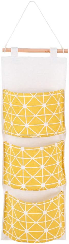 Scrox Hanging Storage Bag Cotton Linen Personalized Wall Door Closet Hanging Bag Organiser for Bathroom Living Room Bedroom Kitchen,3-Layer