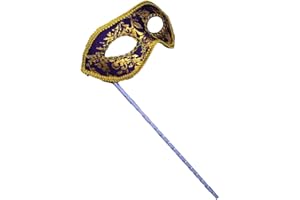 AZYOUNG Men's Masquerade Christmas Halloween Ball Party Half Face Masks on Stick