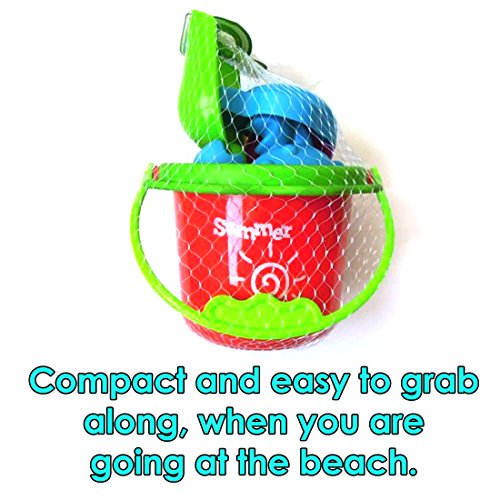 8 Piece Sand Play Set - Bucket, Shovel, Rake, and Sea Critter Molds, 8 Piece Colorful Compact Kit, Perfect for Beach, Water, Sandbox or Sand Table, by Dazzling Toys