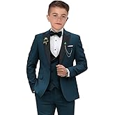 Boys Suits 3 Piece Formal Solid Slim Fit Suit Peak Lapel Blazer Pants Vest Boys Suit Double Breasted Kids Tuxedo