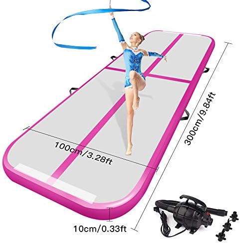 Resour Airtrack Tumbling Mats Inflatable Gymnastics Air Mat for Cheerleading/Gymnastics/Home/Yoga/Training/Kids/Sport/Taekwondo/Game/Water Activities