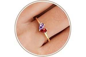 TOSGMY Gold Birthstone Rings for Women Non Tarnish Stackable Ring Dainty 14K Gold Plated Heart CZ Emerald Gemstone Ring Wedding Engagement Promise Ring for Her Birthday Personalized Jewelry Gifts for Mom Size 6-10