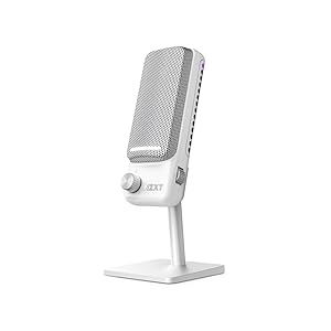 NZXT Capsule Elite – Microfono USB a condensatore professionale per Gaming, Streaming, Podcast e Registrazione – Audio di qualità studio – Sistema di posizionamento regolabile – Software DTS – Bianco