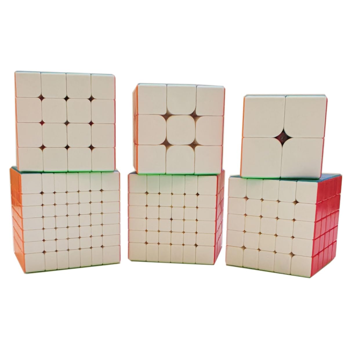 Gobus MoYu MoFangJiaoShi Speed Cube 2x2 3x3 4x4 5x5 6x6 7x7 Magic Cube Puzzle Cubes Set, Pack of 6 Puzzle Cubes Collection Gift Set (Stickerless)