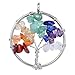 SPUNKYCHARMS 4 PCS Life of Tree Pendant Charms for Jewelry Making 7 Chakra Crystal Quartz Pendants Silver Wire Wrapped Healing ReikiCharm for Necklaces Earrings Bracelets Jewelry Making