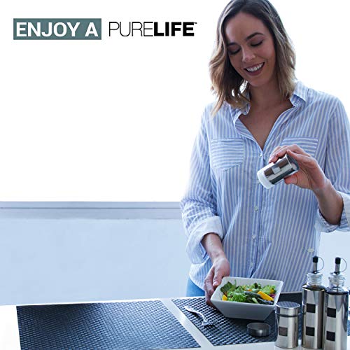 Salt and Pepper Shakers & Vinegar and Olive Oil Dispensers for the Kitchen - Airtight Glass Condiment Jars & Refillable Bottles for Cooking - 4 Pc Set Covered in Elegant Protective Stainless Steel - Thumbnail 5