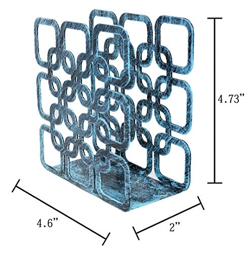 Turquoise Metal Square Shape Tabletop Napkin Holder, Freestanding Tissue Dispenser