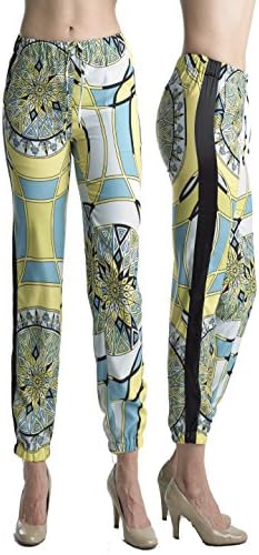 Ally NYC Women's Mossaic Print Jogger pants - Bright Green - M