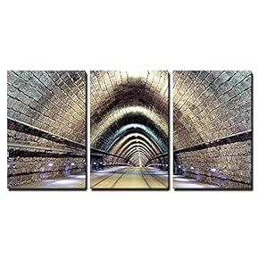 Tunnel with Railroad and Tram - Canvas Art Wall Art - 16"x24"x3 Panel