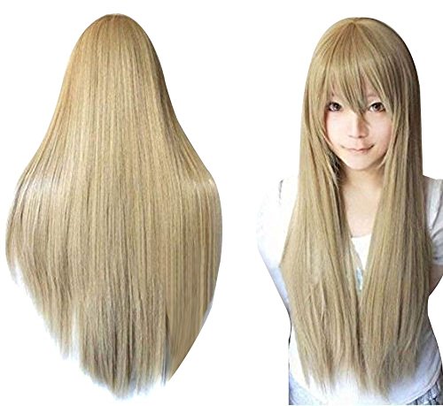 Venus Black Costumes Wig - Anogol Hair+Cap Blonde Long Straight Wig Synthetic Wig Blonde Cosplay Wig With