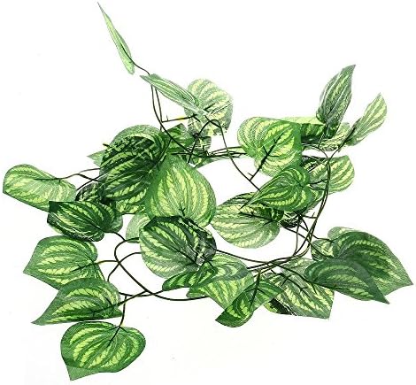 SPORER Artificial Plants for Reptiles, FMJI Green Aquarium/Terrarium Imitated Plastic Plants/Vines - Watermelon Leaves