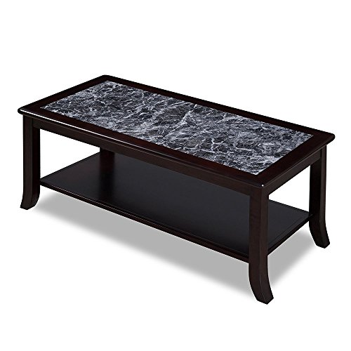 Olee Sleep Grigo Garinico Natural Marble Top Coffee Real Marble/Classic/Stylish/Solid Wood Table, Dark Black/Black