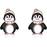 Penguin Stud Earrings for Women - 925 Sterling Silver Hypoallergenic Animal Cute penguin Earrings Charm Penguin Jewelry Penguin Gifts