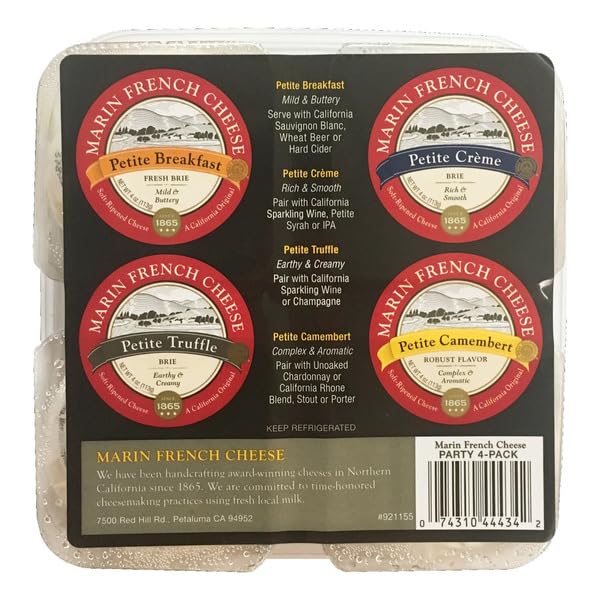 EVAXO French Cheese Petite Variety Pack: 4oz 4-Pack Triple Creme Brie, Breakfast Fresh Brie, Camembert, Truffle Brie