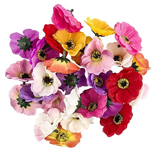 Ideen Mit Herz Deko Blüten Kunstblumen Blüten Köpfe Verschiedene Sorten Ca ø 4 5 Cm Anemone Bunt 27 Stück